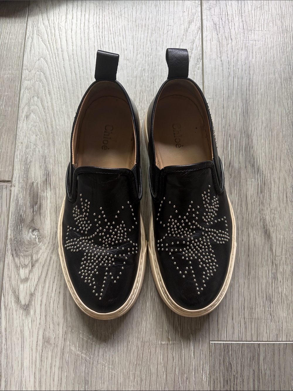 Chloé Black Studded Slip-On Sneakers